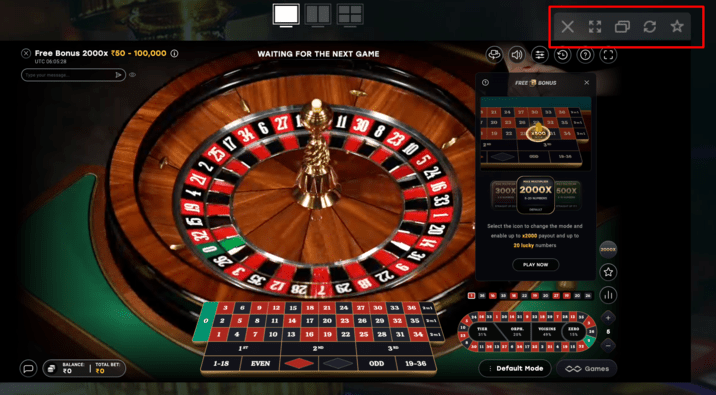 Roulette Fullscreen Option on 22Bet