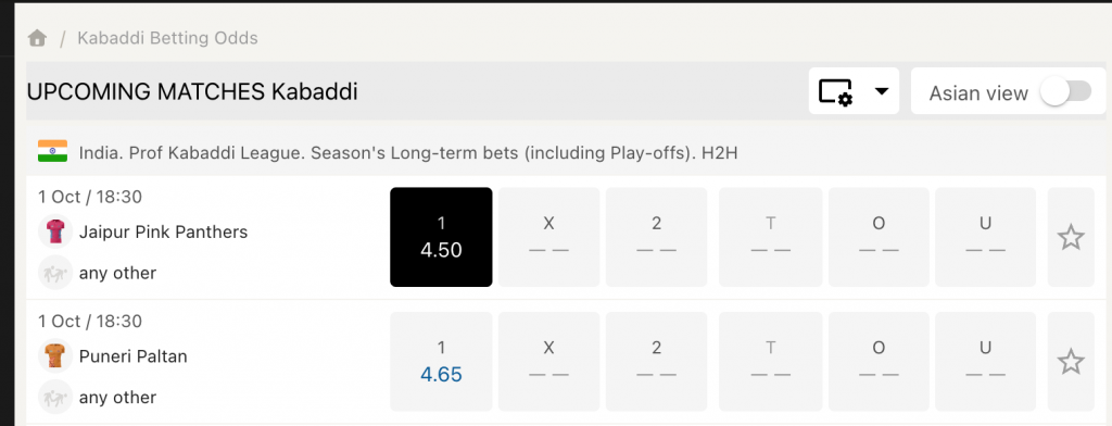 Step 1: Select Odds