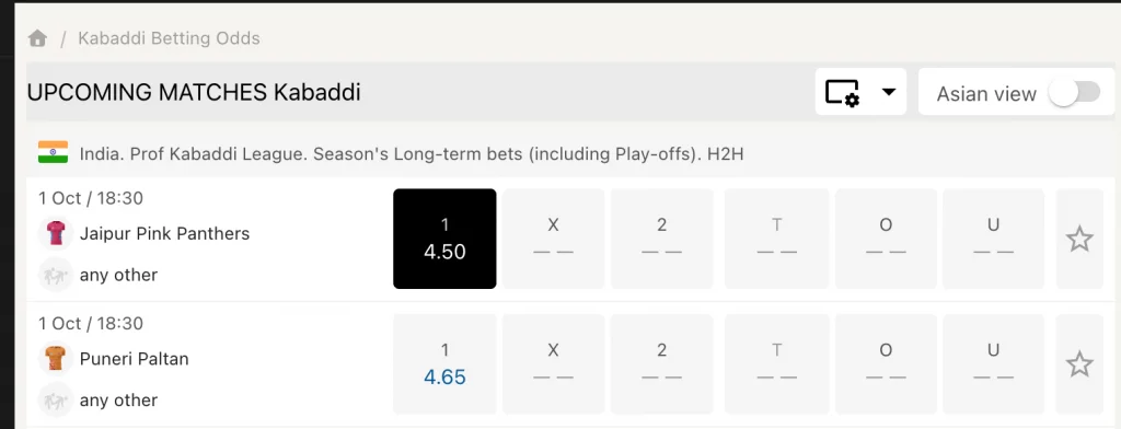 Step 1: Select Odds