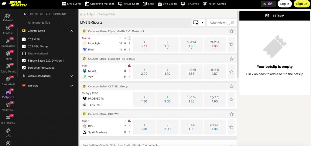 Counter Strike Betting at Parimatch