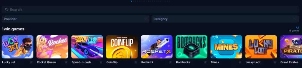 1Win Casino search Options