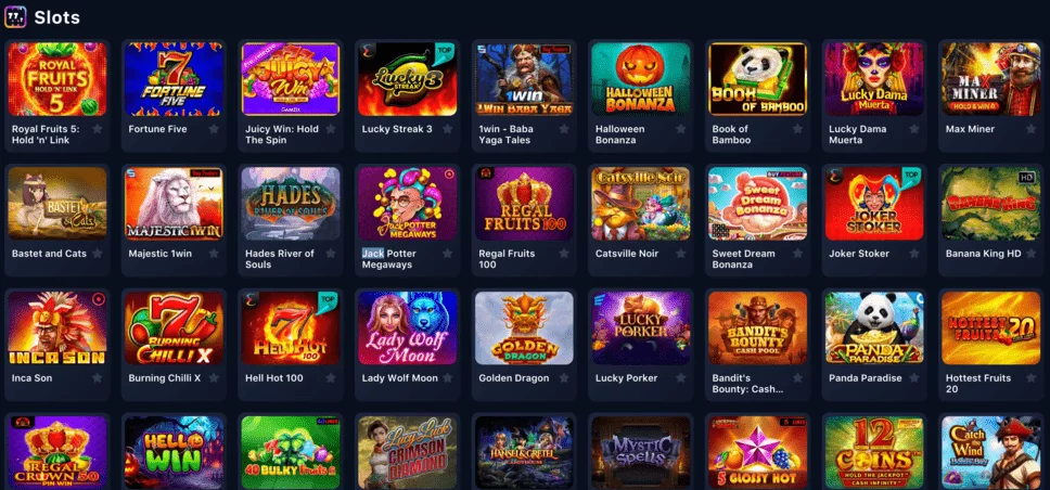1Win Slot game options