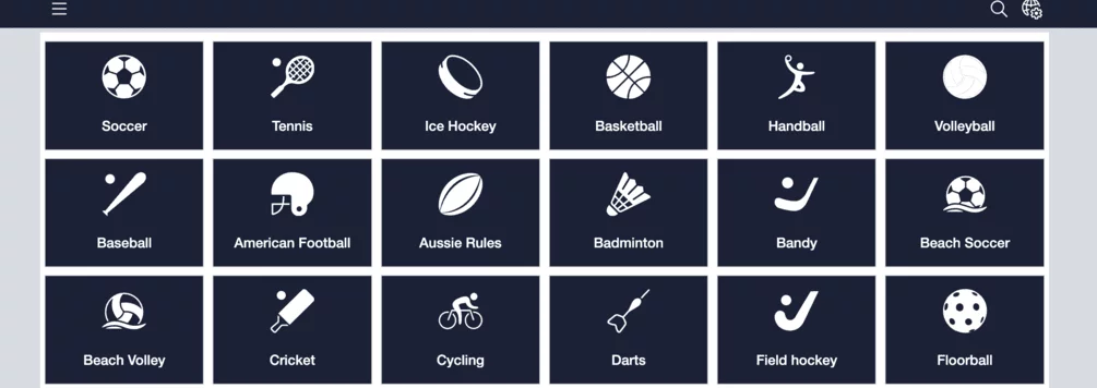 Select the sports you want see the stats for on 1Win